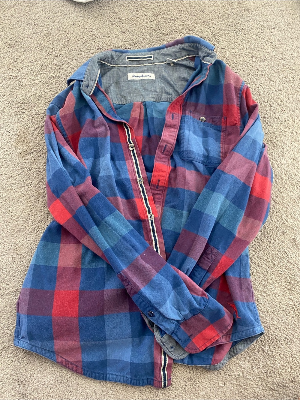 Tommy Bahama Blue, Red & Purple Plaid Button-Down Shirt